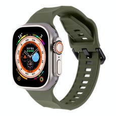 For Apple Watch 2 42mm Ripple Silicone Sports Watch Band(Dark Green)