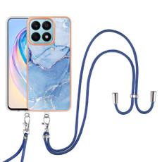 For Honor X8a Electroplating Marble Dual-side IMD Phone Case with Lanyard(Blue 018) For Honor X8a Electroplating Marble Dual-side IMD Phone Case with Lanyard(Blue 018)