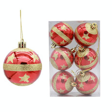 6pcs/pack 6cm Painted Christmas Ball Decoration Props(Pentagram)