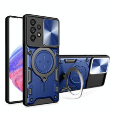 For Samsung Galaxy A53 CD Texture Sliding Camshield Magnetic Holder Phone Case(Blue)