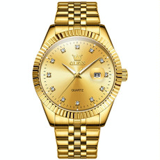 OLEVS 5526 Men Diamond Set Luminous Waterproof Quartz Watch(Gold)