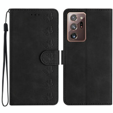 For Samsung Galaxy Note20 Ultra Seven Butterflies Embossed Leather Phone Case(Black)