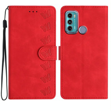 For Motorola Moto G60 Seven Butterflies Embossed Leather Phone Case(Red) For Motorola Moto G60 Seven Butterflies Embossed Leather Phone Case(Red)