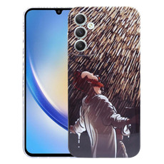For Samsung Galaxy A34 5G Precise Hole Oil Painting Pattern PC Phone Case(Rain)