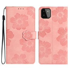 For Samsung Galaxy A22 5G Flower Embossing Pattern Leather Phone Case(Pink) For Samsung Galaxy A22 5G Flower Embossing Pattern Leather Phone Case(Pink)