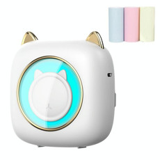 C23 Seven Colors Atmosphere Breathing Light Wireless Thermal Printer, Color: White+3 Rolls Color Paper