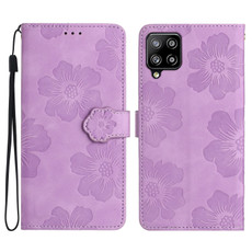 For Samsung Galaxy A22 4G Flower Embossing Pattern Leather Phone Case(Purple) For Samsung Galaxy A22 4G Flower Embossing Pattern Leather Phone Case(Purple)