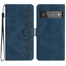 For Google Pixel 6 Pro Seven Butterflies Embossed Leather Phone Case(Blue) For Google Pixel 6 Pro Seven Butterflies Embossed Leather Phone Case(Blue)
