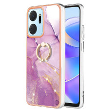For Honor X7a Electroplating Marble IMD TPU Phone Case with Ring Holder(Purple 001) For Honor X7a Electroplating Marble IMD TPU Phone Case with Ring Holder(Purple 001)