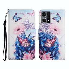 For OPPO Reno7 4G Colored Drawing Pattern Flip Leather Phone Case(Purple Butterfly) For OPPO Reno7 4G Colored Drawing Pattern Flip Leather Phone Case(Purple Butterfly)