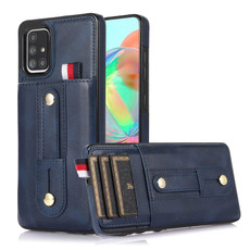 For Samsung Galaxy A71 5G Wristband Kickstand Wallet Leather Phone Case(Blue)