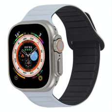 For Apple Watch 7 45mm Loop Magnetic Silicone Watch Band(Grey Black)