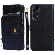 For Honor X50i 5G Zipper Bag Leather Phone Case(Black)