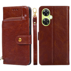 For OnePlus Nord CE 3 Lite 5G Zipper Bag Leather Phone Case(Brown)