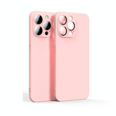 For iPhone 13 Pro Max Lens Glass Film Liquid State Phone Case (Pink)