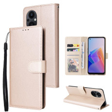For OPPO A96 5G / Reno7 Z / Reno8 Z Multifunctional 3 Card Slots Leather Phone Case(Gold)