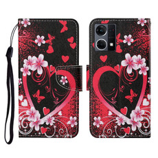 For OPPO Reno7 4G Colored Drawing Pattern Flip Leather Phone Case(Red Heart) For OPPO Reno7 4G Colored Drawing Pattern Flip Leather Phone Case(Red Heart)