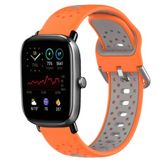 For Amazfit GTS 4 Mini 20mm Breathable Two-Color Silicone Watch Band(Orange+Grey) For Amazfit GTS 4 Mini 20mm Breathable Two-Color Silicone Watch Band(Orange+Grey)