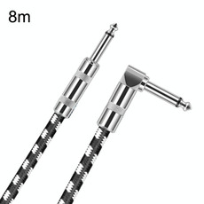 8m 1 Straight Head +1 Elbow Head 6.35mm Guitar Cable Oxygen-Free Copper Core TS Large Two-core Cable
