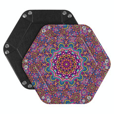 Hexagonal Desktop PU Storage Box Sundries Tray, Size:8 inch(Bohemian Purple)