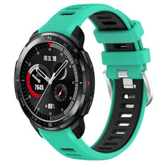 For Honor Watch GS Pro 22mm Sports Two-Color Steel Buckle Silicone Watch Band(Lake Blue+Black)