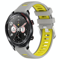For Honor Watch Dream 22mm Sports Two-Color Steel Buckle Silicone Watch Band(Grey+Yellow) For Honor Watch Dream 22mm Sports Two-Color Steel Buckle Silicone Watch Band(Grey+Yellow)