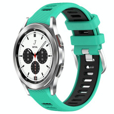 For Samsung  Galaxy Watch4 Classic 42mm 20mm Sports Two-Color Steel Buckle Silicone Watch Band(Lake Blue+Black) For Samsung  Galaxy Watch4 Classic 42mm 20mm Sports Two-Color Steel Buckle Silicone Watch Band(Lake Blue+Black)