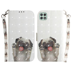 For Samsung Galaxy A22 5G 3D Colored Horizontal Flip Leather Phone Case(Pug)