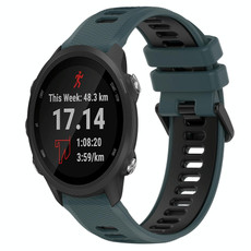 For Garmin Forerunner 245 Music 20mm Sports Two-Color Silicone Watch Band(Olive Green+Black)