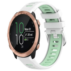 For Garmin Forerunner 645 20mm Sports Two-Color Steel Buckle Silicone Watch Band(White+Teal)