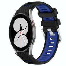 For Samsung Galaxy Watch4 40mm 20mm Sports Two-Color Steel Buckle Silicone Watch Band(Black+Blue) For Samsung Galaxy Watch4 40mm 20mm Sports Two-Color Steel Buckle Silicone Watch Band(Black+Blue)
