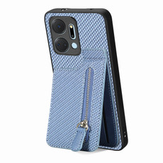 For Honor X7A Carbon Fiber Vertical Flip Zipper Phone Case(Blue)