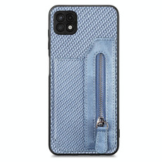 For Samsung Galaxy A22 5G Carbon Fiber Horizontal Flip Zipper Wallet Phone Case(Blue) For Samsung Galaxy A22 5G Carbon Fiber Horizontal Flip Zipper Wallet Phone Case(Blue)