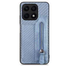 For Honor X8A Carbon Fiber Horizontal Flip Zipper Wallet Phone Case(Blue) For Honor X8A Carbon Fiber Horizontal Flip Zipper Wallet Phone Case(Blue)