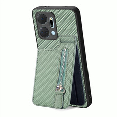 For Honor X7A Carbon Fiber Vertical Flip Zipper Phone Case(Green) For Honor X7A Carbon Fiber Vertical Flip Zipper Phone Case(Green)