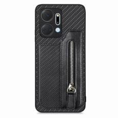 For Honor X7A Carbon Fiber Horizontal Flip Zipper Wallet Phone Case(Black) For Honor X7A Carbon Fiber Horizontal Flip Zipper Wallet Phone Case(Black)