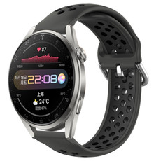 For Huawei Watch 3 Pro 22mm Perforated Breathable Sports Silicone Watch Band(Black) For Huawei Watch 3 Pro 22mm Perforated Breathable Sports Silicone Watch Band(Black)