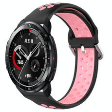 For Honor Watch GS Pro 22mm Perforated Breathable Sports Silicone Watch Band(Black+Pink) For Honor Watch GS Pro 22mm Perforated Breathable Sports Silicone Watch Band(Black+Pink)