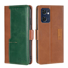 For OPPO Reno7 5G Global/Find X5 Lite Contrast Color Side Buckle Leather Phone Case(Light Brown + Green) For OPPO Reno7 5G Global/Find X5 Lite Contrast Color Side Buckle Leather Phone Case(Light Brown + Green)