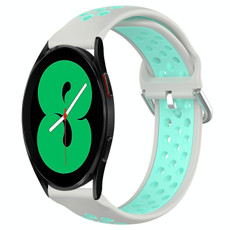 For Samsung Galaxy Watch 4 44mm 20mm Perforated Breathable Sports Silicone Watch Band(Grey+Water Duck)