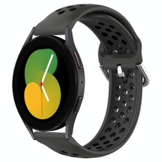 For Samsung Galaxy Watch 5 44mm 20mm Perforated Breathable Sports Silicone Watch Band(Black)