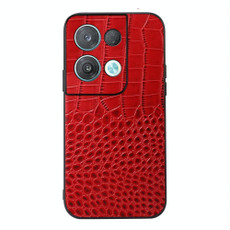 For OPPO Reno8 Crocodile Top Layer Cowhide Leather Phone Case(Red)
