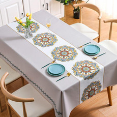 PVC Waterproof Oil-proof Embroidery Yarn Tablecloth, Size: 120x170cm(Embroidery Beige)