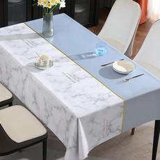 PVC Waterproof Oil-proof Embroidery Yarn Tablecloth, Size: 140x140cm(Beautiful Life Fresh Blue)