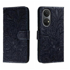 For Honor Play 30 Plus Lace Flower Embossing Flip Leather Phone Case(Dark Blue)