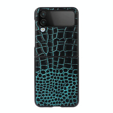 For Samsung Galaxy Z Flip4 Crocodile Top Layer Cowhide Leather Phone Case(Cyan Blue) For Samsung Galaxy Z Flip4 Crocodile Top Layer Cowhide Leather Phone Case(Cyan Blue)