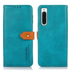 For Sony Xperia 10 V KHAZNEH Dual-color Cowhide Texture Flip Leather Phone Case(Blue)
