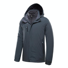 Men Outdoor Waterproof Jacket With Detachable Inner Warm Fleece for Camping Travel, Size: XXXL(Gray)