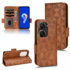 For Asus Zenfone 9 Symmetrical Triangle Leather Phone Case(Brown) For Asus Zenfone 9 Symmetrical Triangle Leather Phone Case(Brown)