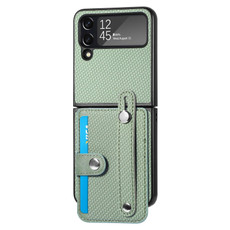 For Samsung Galaxy Z Flip 5G Wristband Kickstand Card Wallet Back Cover Phone Case(Green)